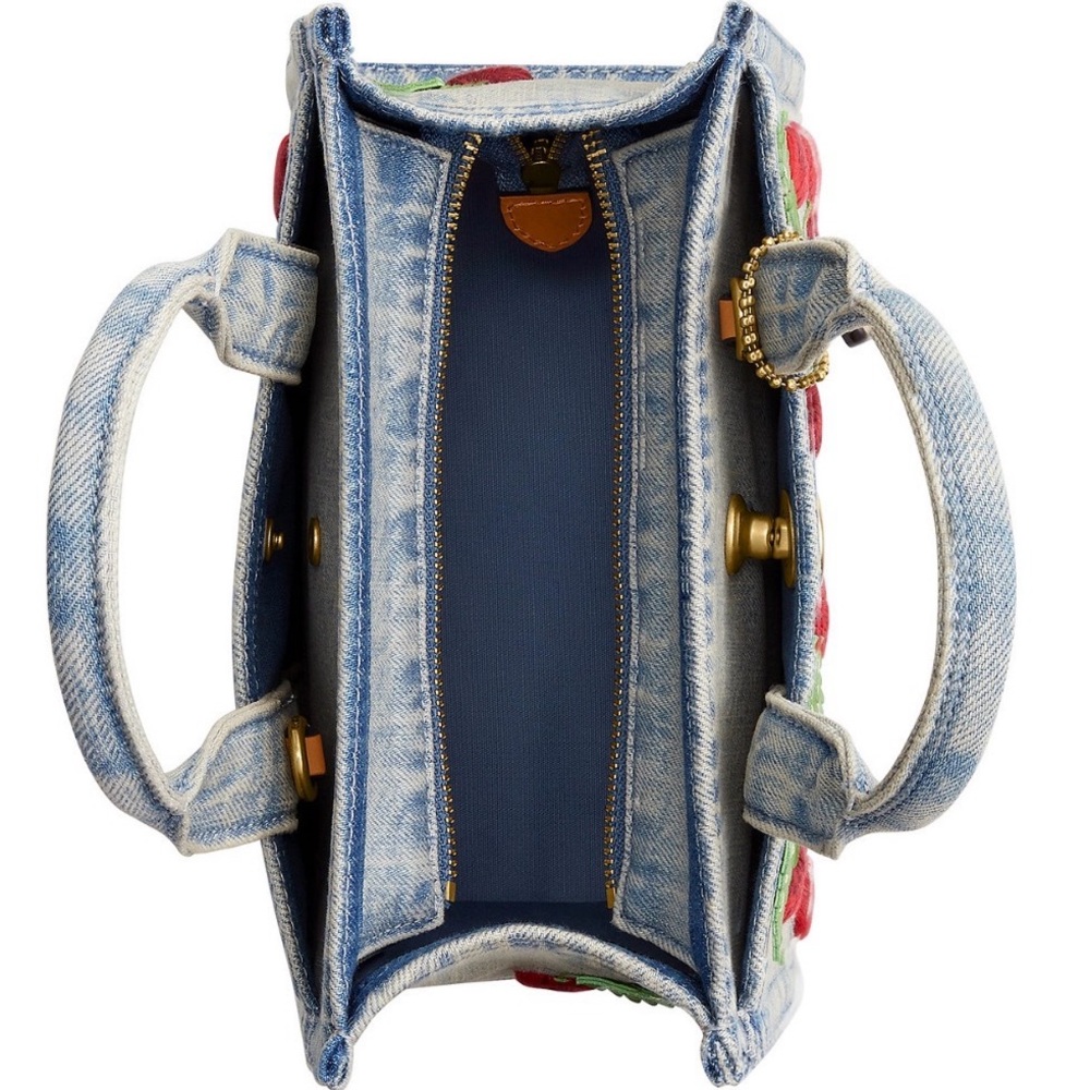 Coach Blue Denim Tote with Red Cherry Design - Picture 7 of 11